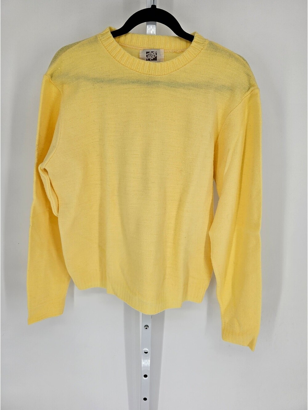 Vintage 1970s Sears Roebuck Mens Sz L Crewneck Sweater Bright Yellow Knit